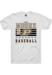 Avery Moore  Purdue Boilermakers White Rally NIL Striped Short Sleeve T Shirt