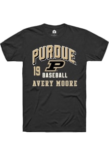 Avery Moore  Purdue Boilermakers Black Rally NIL Arch Logo Short Sleeve T Shirt