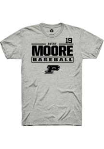 Avery Moore  Purdue Boilermakers Ash Rally NIL Stacked Box Short Sleeve T Shirt