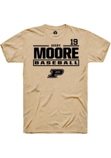 Avery Moore  Purdue Boilermakers Tan Rally NIL Stacked Box Short Sleeve T Shirt