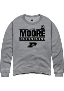 Avery Moore  Rally Purdue Boilermakers Mens Graphite NIL Stacked Box Long Sleeve Crew Sweatshirt