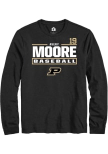 Avery Moore  Purdue Boilermakers Black Rally NIL Stacked Box Long Sleeve T Shirt