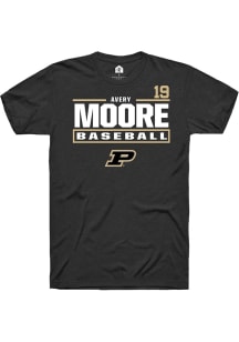 Avery Moore  Purdue Boilermakers Black Rally NIL Stacked Box Short Sleeve T Shirt