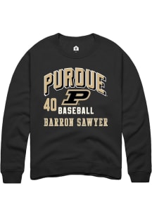 Barron Sawyer  Rally Purdue Boilermakers Mens Black NIL Arch Logo Long Sleeve Crew Sweatshirt