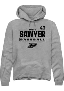 Barron Sawyer  Rally Purdue Boilermakers Mens Graphite NIL Stacked Box Long Sleeve Hoodie