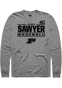 Barron Sawyer  Purdue Boilermakers Graphite Rally NIL Stacked Box Long Sleeve T Shirt