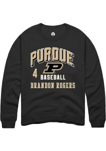 Brandon Rogers  Rally Purdue Boilermakers Mens Black NIL Arch Logo Long Sleeve Crew Sweatshirt