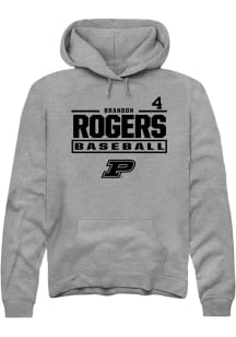 Brandon Rogers  Rally Purdue Boilermakers Mens Graphite NIL Stacked Box Long Sleeve Hoodie