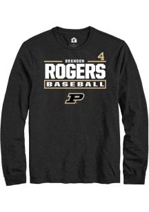Brandon Rogers  Purdue Boilermakers Black Rally NIL Stacked Box Long Sleeve T Shirt