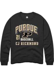 CJ Richmond  Rally Purdue Boilermakers Mens Black NIL Arch Logo Long Sleeve Crew Sweatshirt