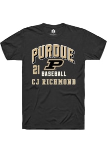 CJ Richmond  Purdue Boilermakers Black Rally NIL Arch Logo Short Sleeve T Shirt