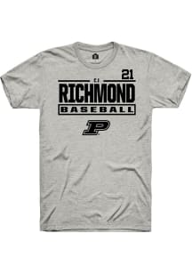 CJ Richmond  Purdue Boilermakers Ash Rally NIL Stacked Box Short Sleeve T Shirt