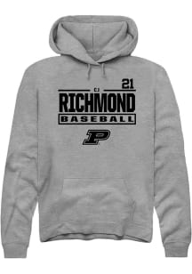 CJ Richmond  Rally Purdue Boilermakers Mens Graphite NIL Stacked Box Long Sleeve Hoodie
