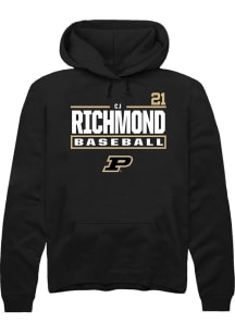 CJ Richmond  Rally Purdue Boilermakers Mens Black NIL Stacked Box Long Sleeve Hoodie
