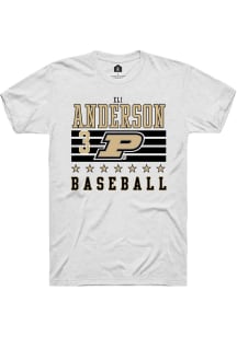 Eli Anderson  Purdue Boilermakers White Rally NIL Striped Short Sleeve T Shirt