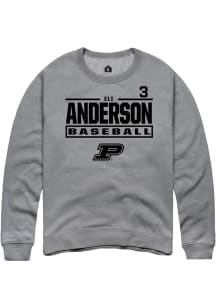 Eli Anderson  Rally Purdue Boilermakers Mens Graphite NIL Stacked Box Long Sleeve Crew Sweatshirt