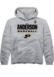 Eli Anderson  Rally Purdue Boilermakers Youth Grey NIL Stacked Box Long Sleeve Hoodie