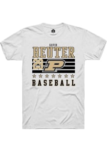 Gavin Beuter  Purdue Boilermakers White Rally NIL Striped Short Sleeve T Shirt