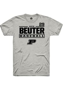 Gavin Beuter  Purdue Boilermakers Ash Rally NIL Stacked Box Short Sleeve T Shirt