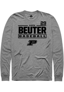 Gavin Beuter  Purdue Boilermakers Graphite Rally NIL Stacked Box Long Sleeve T Shirt