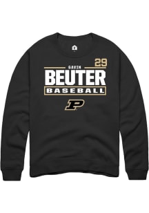 Gavin Beuter  Rally Purdue Boilermakers Mens Black NIL Stacked Box Long Sleeve Crew Sweatshirt