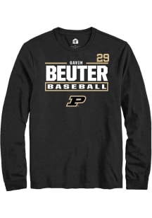 Gavin Beuter  Purdue Boilermakers Black Rally NIL Stacked Box Long Sleeve T Shirt