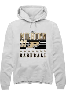 Isaac Milburn  Rally Purdue Boilermakers Mens White NIL Striped Long Sleeve Hoodie