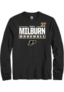 Isaac Milburn  Purdue Boilermakers Black Rally NIL Stacked Box Long Sleeve T Shirt