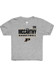 Lana McCarthy  Rally Purdue Boilermakers Youth Grey NIL Stacked Box Short Sleeve T-Shirt