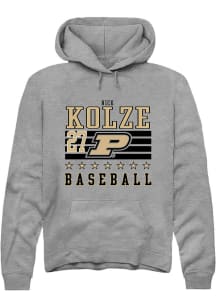 Nick Kolze  Rally Purdue Boilermakers Mens Grey NIL Striped Long Sleeve Hoodie