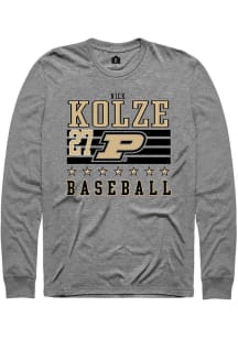 Nick Kolze  Purdue Boilermakers Grey Rally NIL Striped Long Sleeve T Shirt