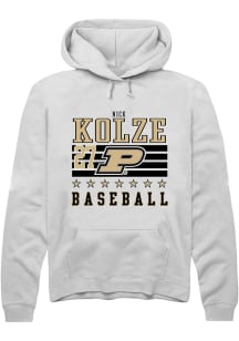 Nick Kolze  Rally Purdue Boilermakers Mens White NIL Striped Long Sleeve Hoodie