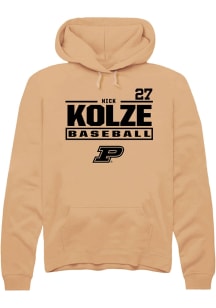 Nick Kolze  Rally Purdue Boilermakers Mens Gold NIL Stacked Box Long Sleeve Hoodie