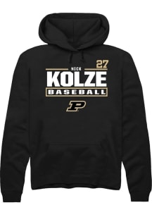 Nick Kolze  Rally Purdue Boilermakers Mens Black NIL Stacked Box Long Sleeve Hoodie