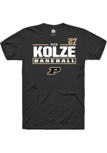 Nick Kolze  Purdue Boilermakers Black Rally NIL Stacked Box Short Sleeve T Shirt