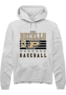 Sergio DeCello  Rally Purdue Boilermakers Mens White NIL Striped Long Sleeve Hoodie