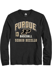 Sergio DeCello  Purdue Boilermakers Black Rally NIL Arch Logo Long Sleeve T Shirt