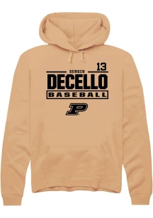 Sergio DeCello  Rally Purdue Boilermakers Mens Gold NIL Stacked Box Long Sleeve Hoodie