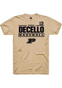 Sergio DeCello  Purdue Boilermakers Tan Rally NIL Stacked Box Short Sleeve T Shirt