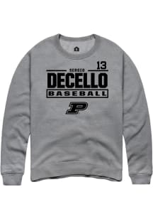 Sergio DeCello  Rally Purdue Boilermakers Mens Graphite NIL Stacked Box Long Sleeve Crew Sweatshir..
