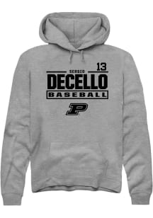 Sergio DeCello  Rally Purdue Boilermakers Mens Graphite NIL Stacked Box Long Sleeve Hoodie
