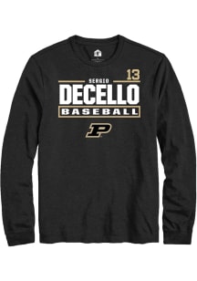 Sergio DeCello  Purdue Boilermakers Black Rally NIL Stacked Box Long Sleeve T Shirt