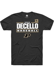 Sergio DeCello  Purdue Boilermakers Black Rally NIL Stacked Box Short Sleeve T Shirt