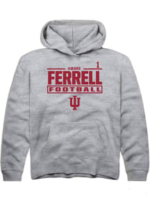 Amare Ferrell  Rally Indiana Hoosiers Youth Grey NIL Stacked Box Long Sleeve Hoodie