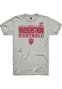 Jackson Wasserstrom  Indiana Hoosiers Ash Rally Football NIL Stacked Box Short Sleeve T Shirt