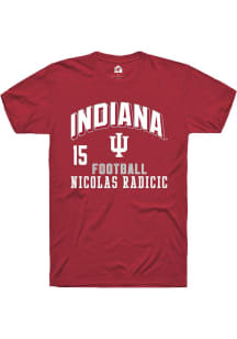 Nicolas Radicic  Indiana Hoosiers Cardinal Rally Football NIL Arch Logo Short Sleeve T Shirt