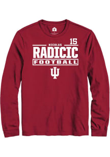 Nicolas Radicic  Indiana Hoosiers Cardinal Rally Football NIL Stacked Box Long Sleeve T Shirt