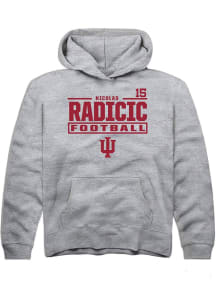 Nicolas Radicic  Rally Indiana Hoosiers Youth Grey NIL Stacked Box Long Sleeve Hoodie