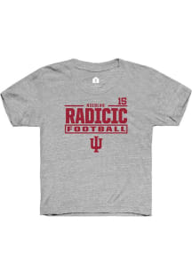 Nicolas Radicic  Rally Indiana Hoosiers Youth Grey NIL Stacked Box Short Sleeve T-Shirt