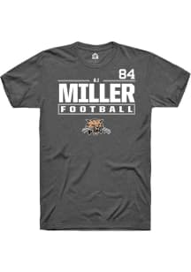 AJ Miller  Ohio Bobcats Grey Rally Football NIL Stacked Box Short Sleeve T Shirt